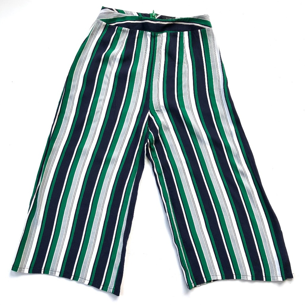 Solemio Los Angeles Striped Wide Leg Cropped Pants
